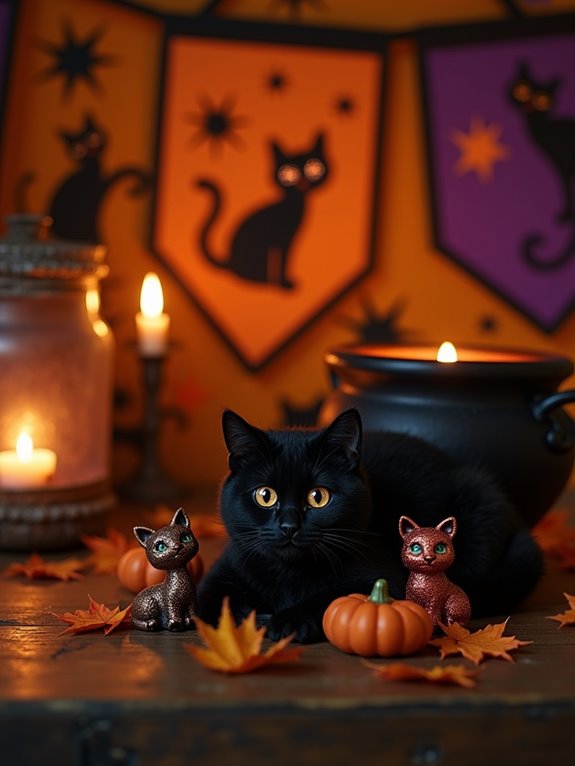 festive black cat banners