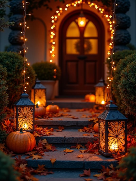 festive glowing entryway lanterns