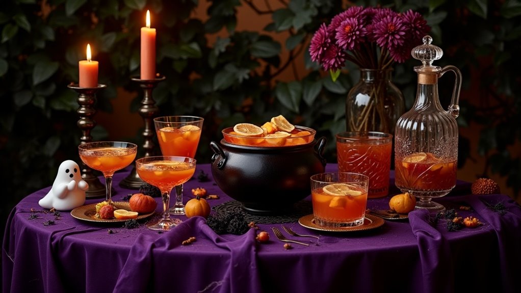 festive halloween drink station