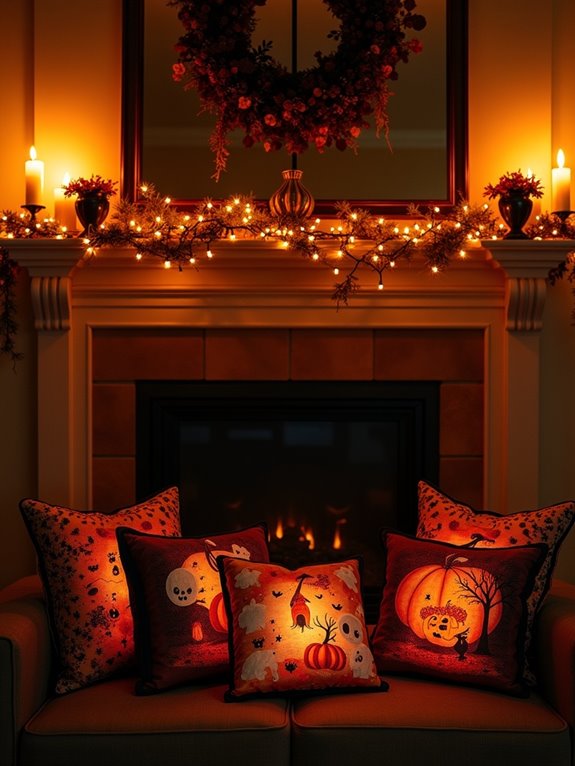 festive halloween throw pillows