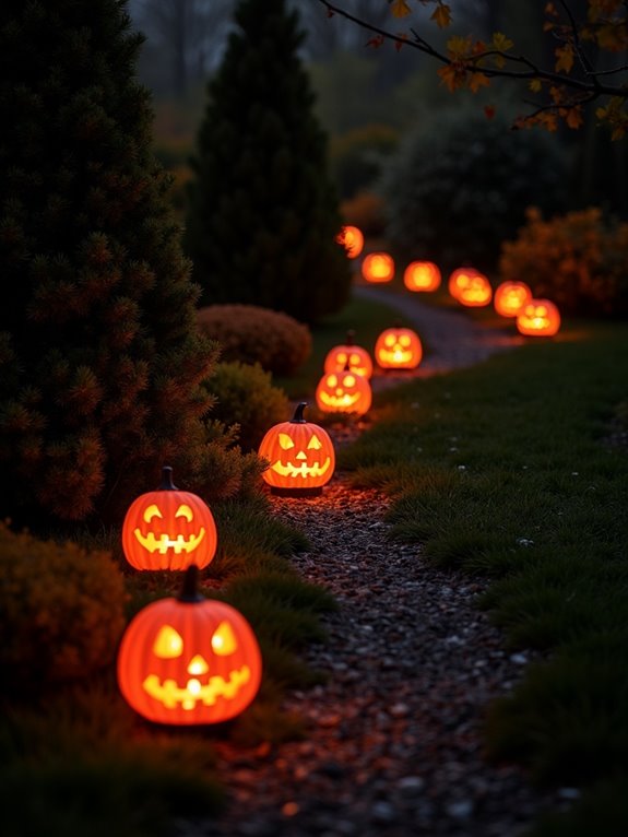festive jack o lantern path lights
