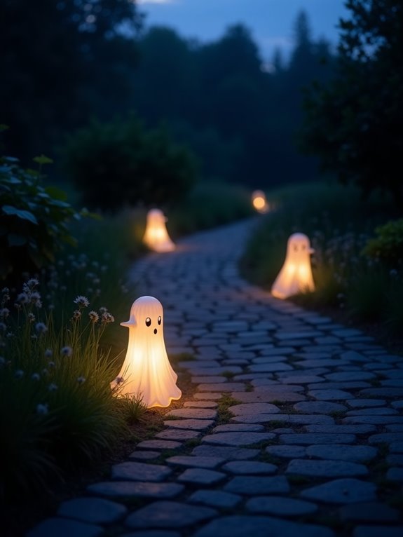 ghostly illuminated pathway signs