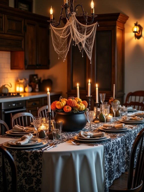 ghostly patterned table linens