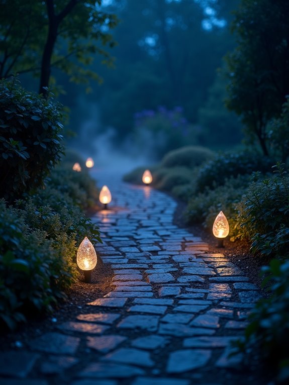 glistening outdoor pathway lights