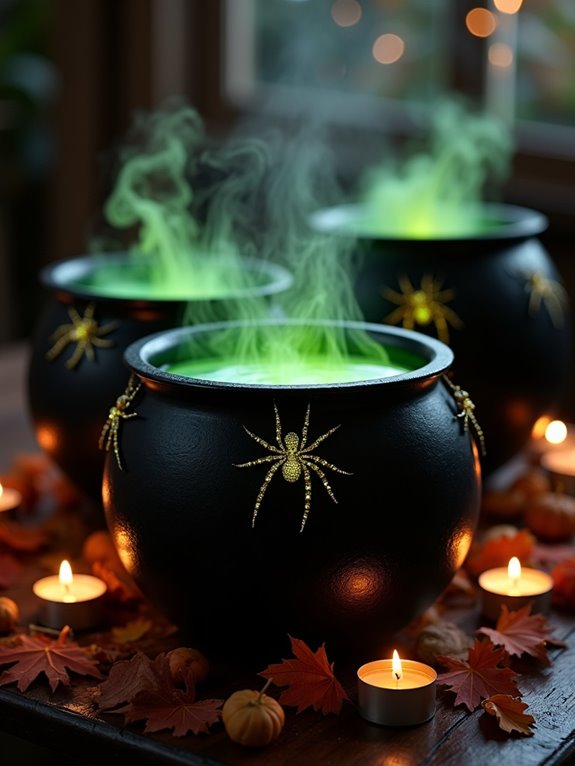 glittering spiders halloween centerpiece
