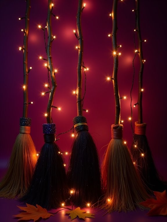 glittery broom halloween decor