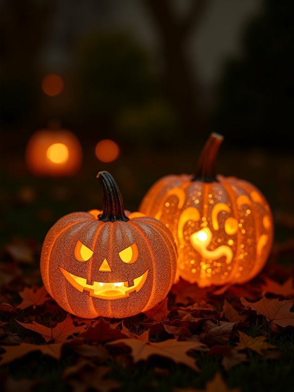 glittery gold pumpkin lanterns