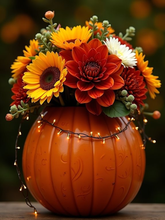 glittery pumpkin with lights