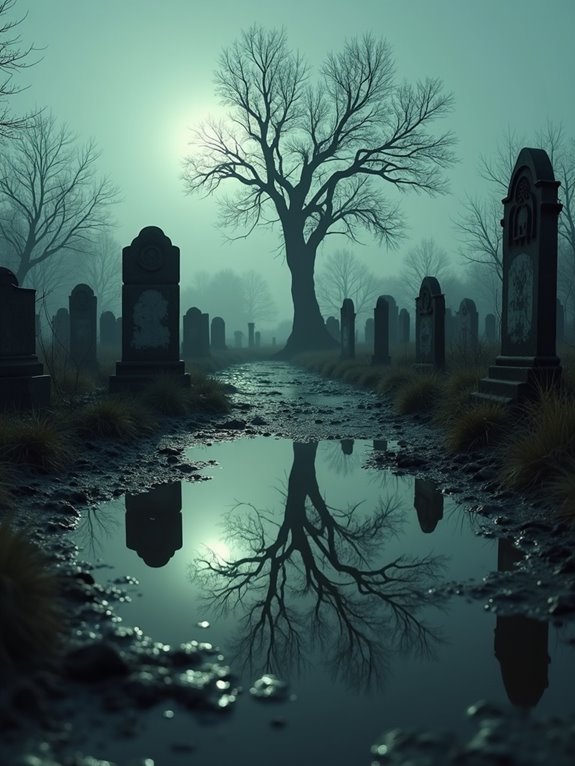 grotesque reflections in puddles