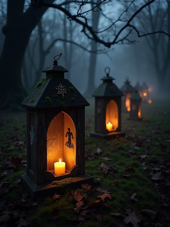 haunted lanterns illuminate pathways