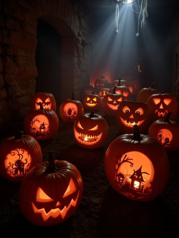 haunted mansion pumpkin display