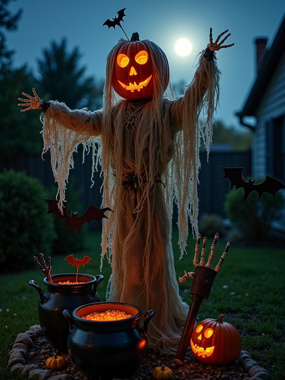 haunted scarecrow with props