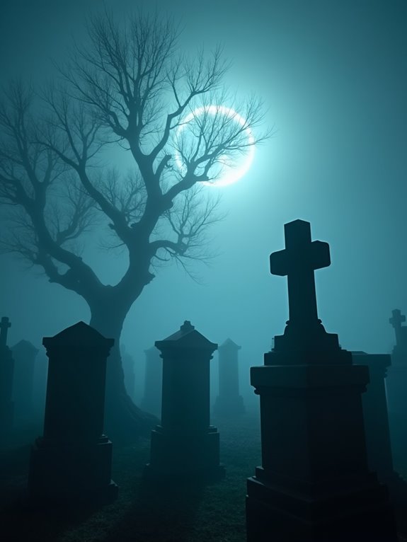 haunting night in cemetery