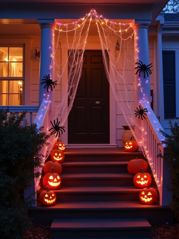 haunting porch spider decorations
