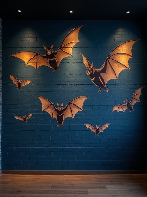 intriguing hand painted bat murals
