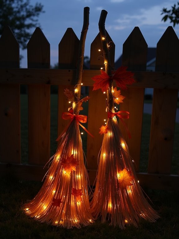led lit witch broom magic