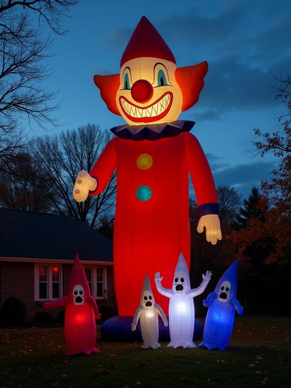 menacing inflatable clown decor