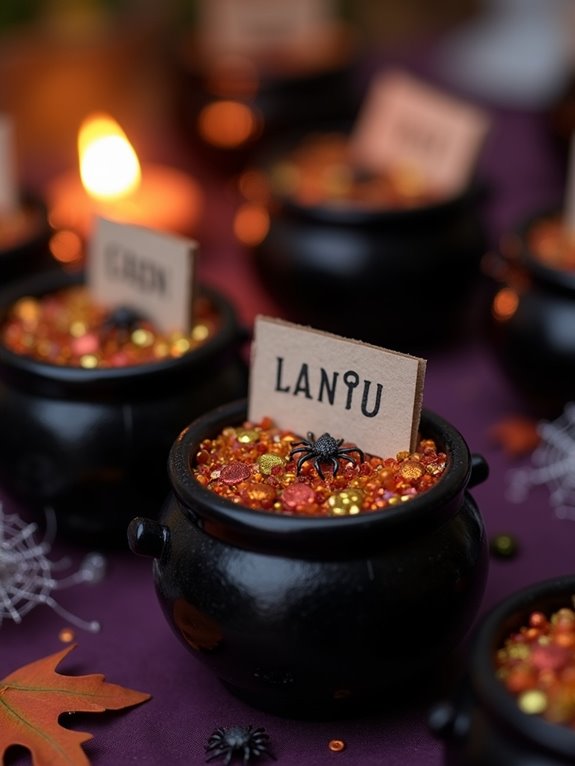 mini cauldrons for place cards