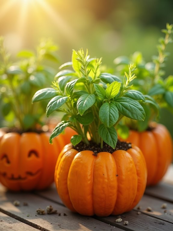 mini pumpkin herb garden