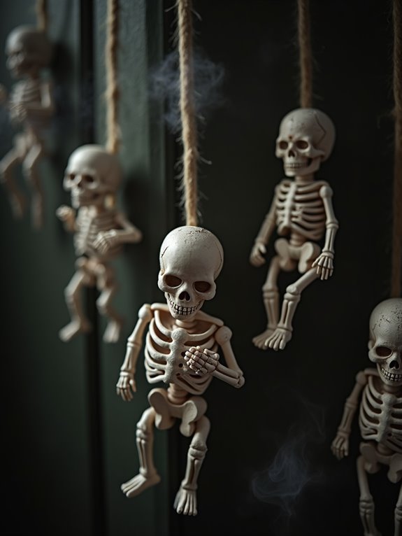 miniature skeleton halloween decor