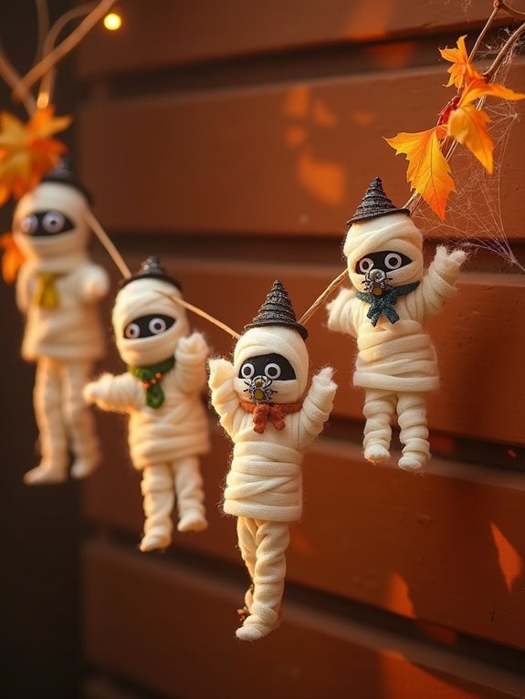mummy garland enhances halloween decor