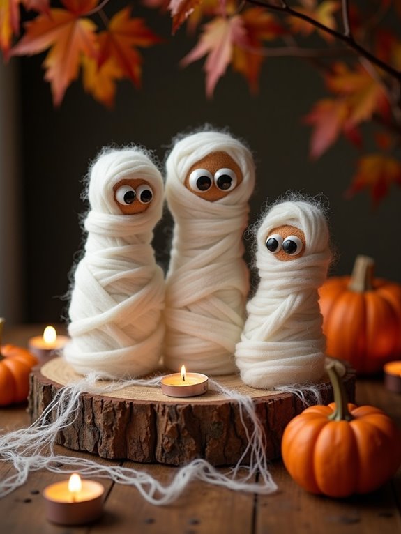 mummy themed halloween centerpieces