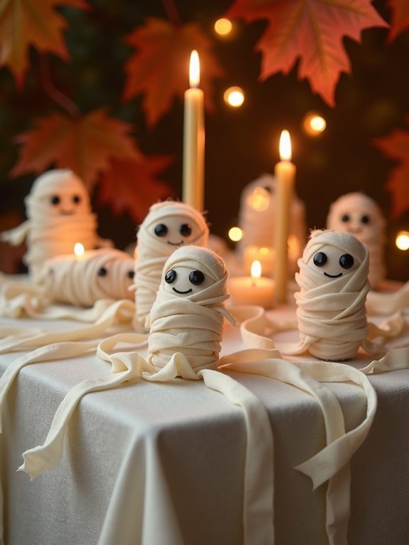 mummy themed halloween dining decor
