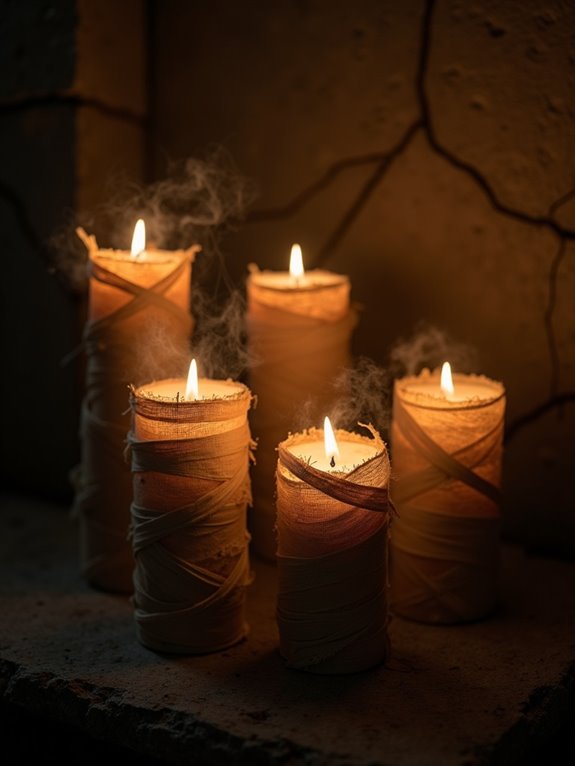 mummy wrap candle decor