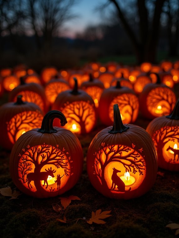 nature inspired pumpkin carvings