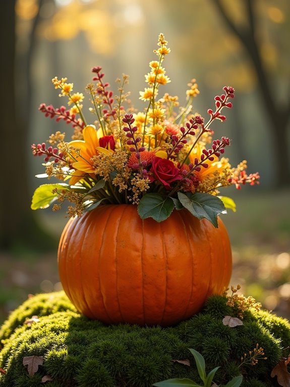 nature inspired pumpkin decoration