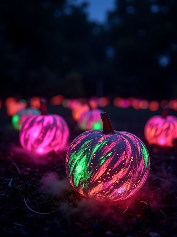 neon splatter pumpkin art