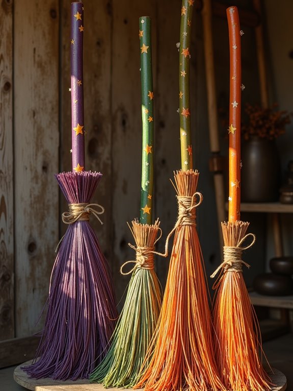painted halloween broomstick centerpiece