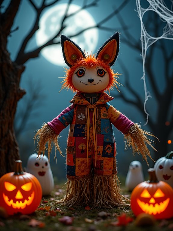 playful animal themed scarecrow