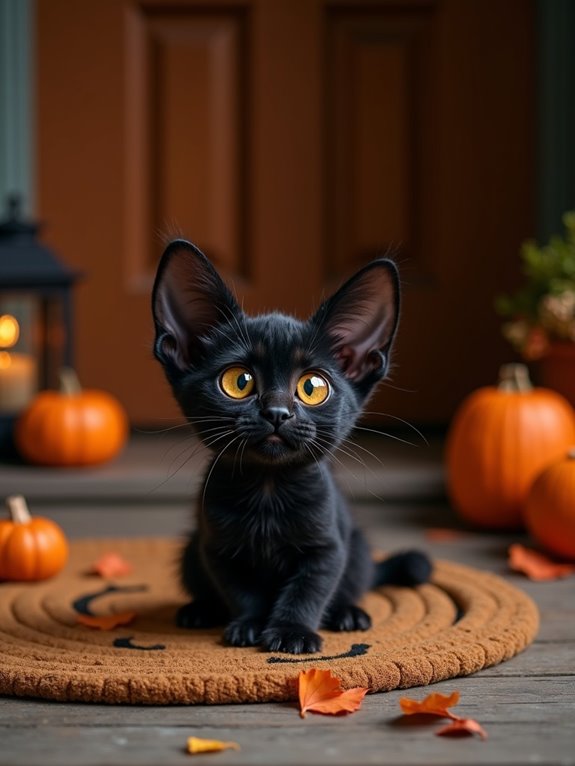 playful halloween cat mat