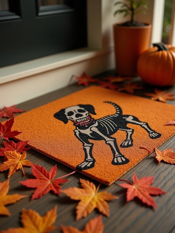 playful halloween dog mat