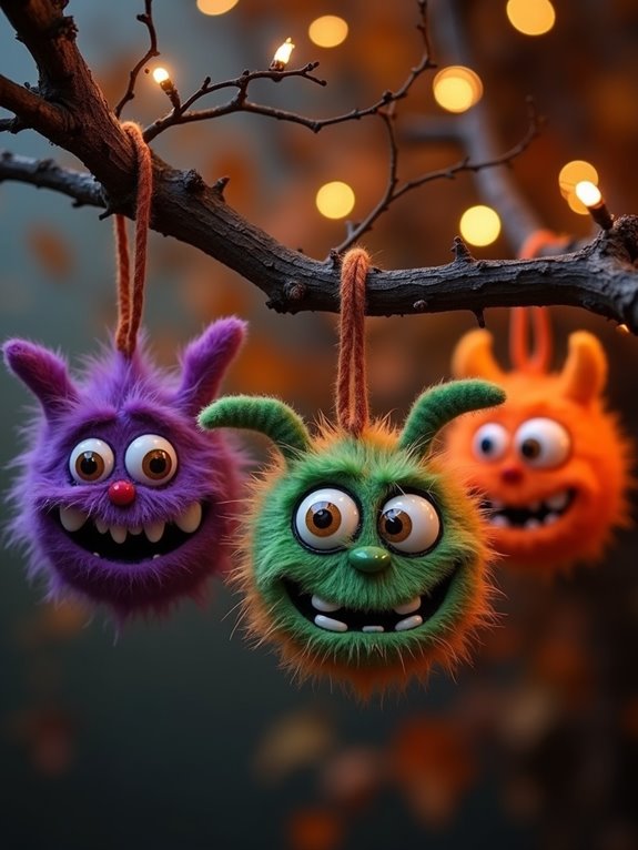 playful halloween monster ornaments