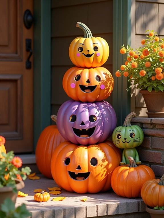 playful pumpkin porch decor