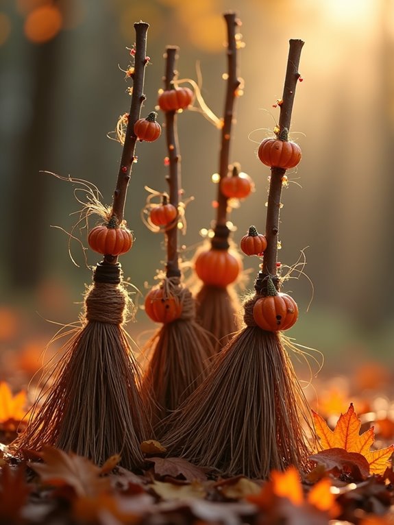 playful pumpkin witch broom