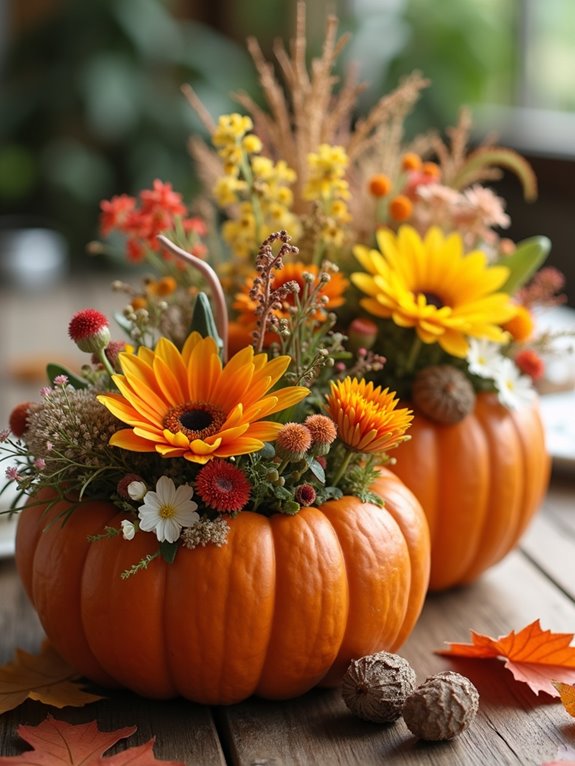 pumpkin vase with flowers