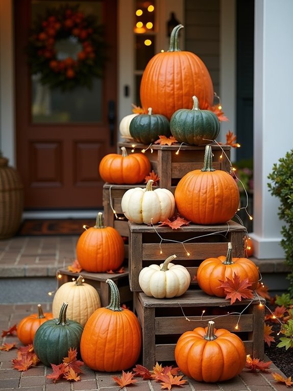 pumpkins stacked for autumn
