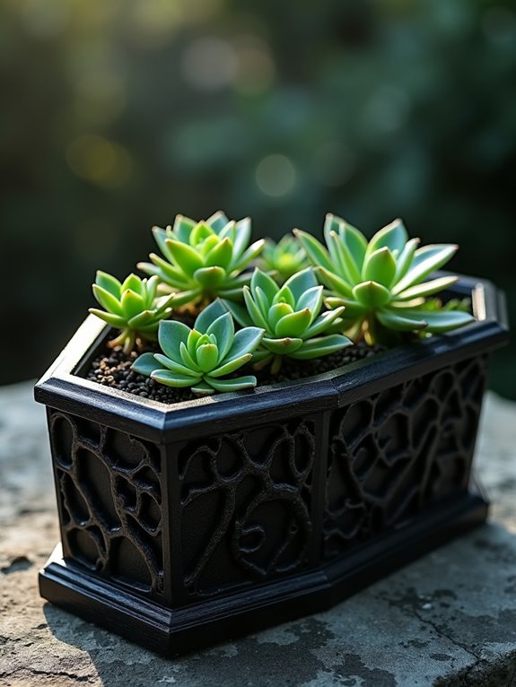 quirky coffin planter decor