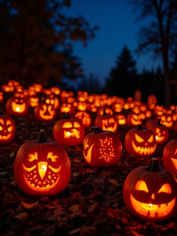 radiant pumpkins illuminating halloween