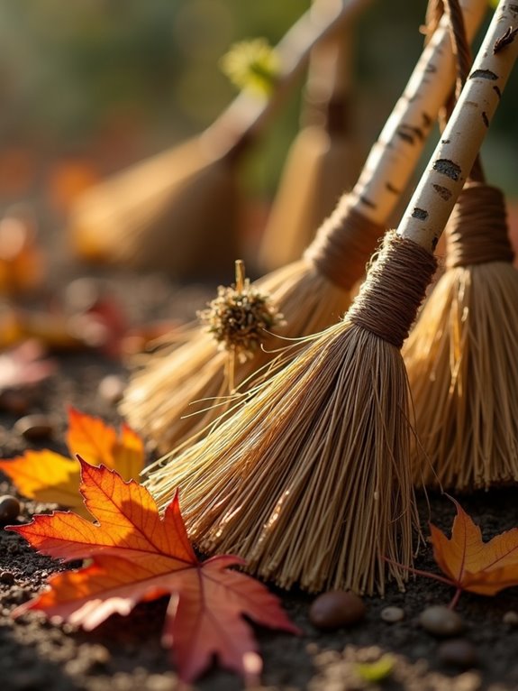 rustic autumn birch broom