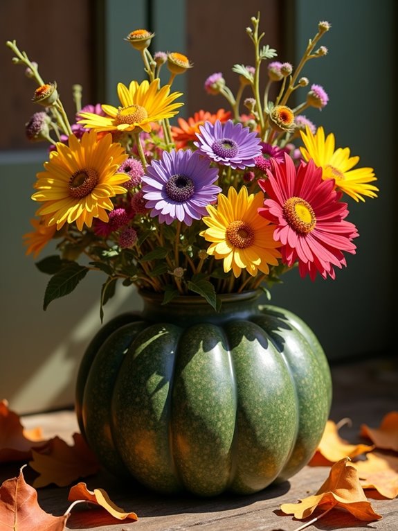 rustic green pumpkin centerpiece