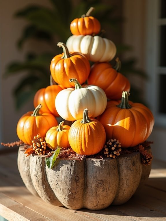 rustic pumpkin topiary planter