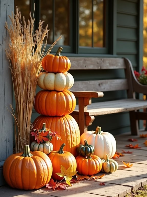 rustic pumpkin tower display