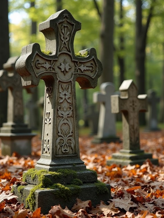rustic weathered cross tombstone
