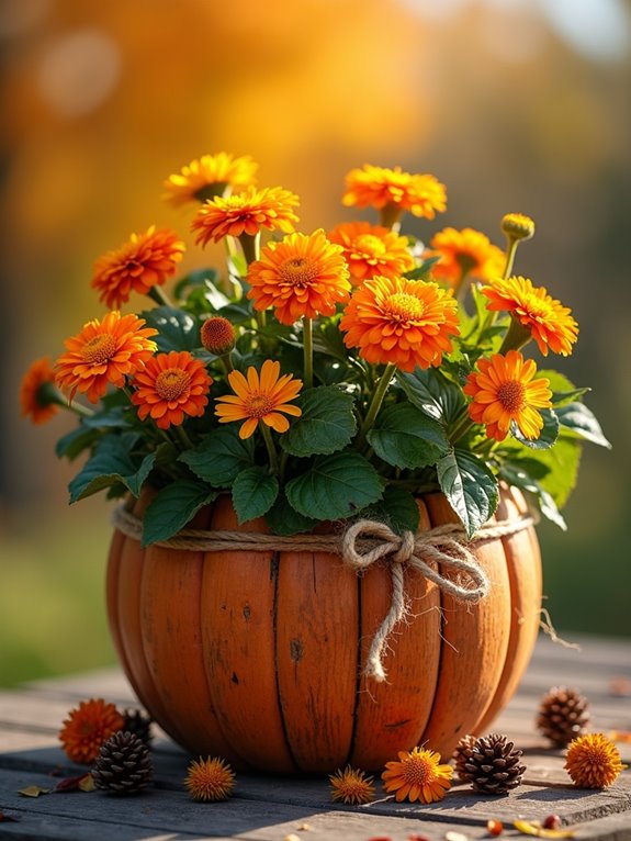 rustic wooden pumpkin box