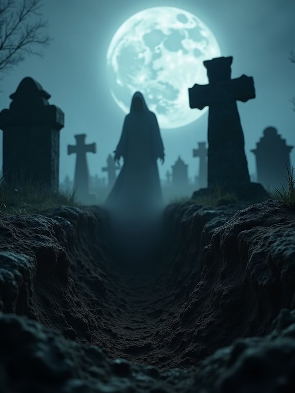 shadowy figure in grave