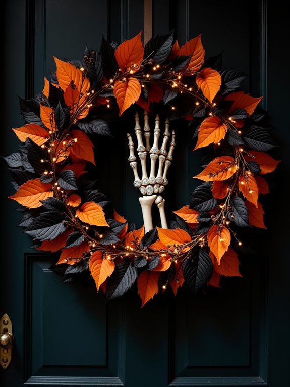 skeleton hand halloween wreath